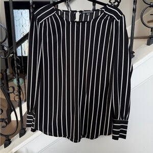 Adrianna Papell Black and White Striped Blouse